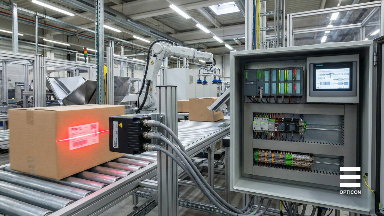 Máy quét mã vạch làm sensor logic cho plc