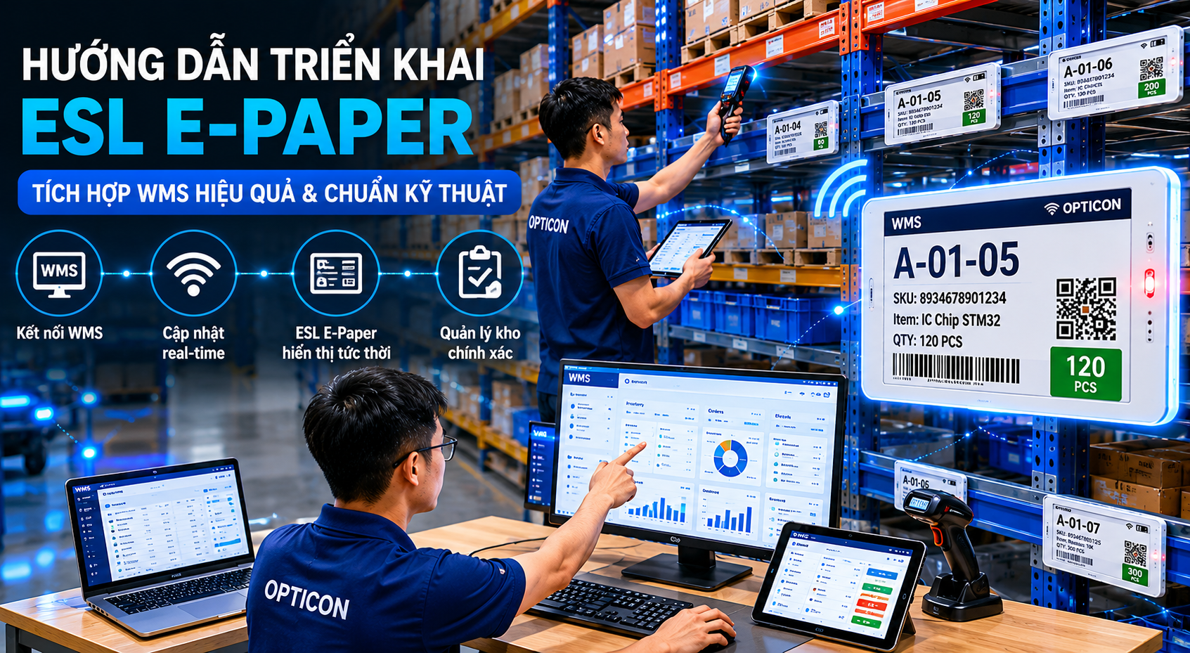 Hướng dẫn triển khai hệ thống nhãn điện tử ESL E-Paper cho kho tích hợp WMS hiệu quả và chuẩn kỹ thuật