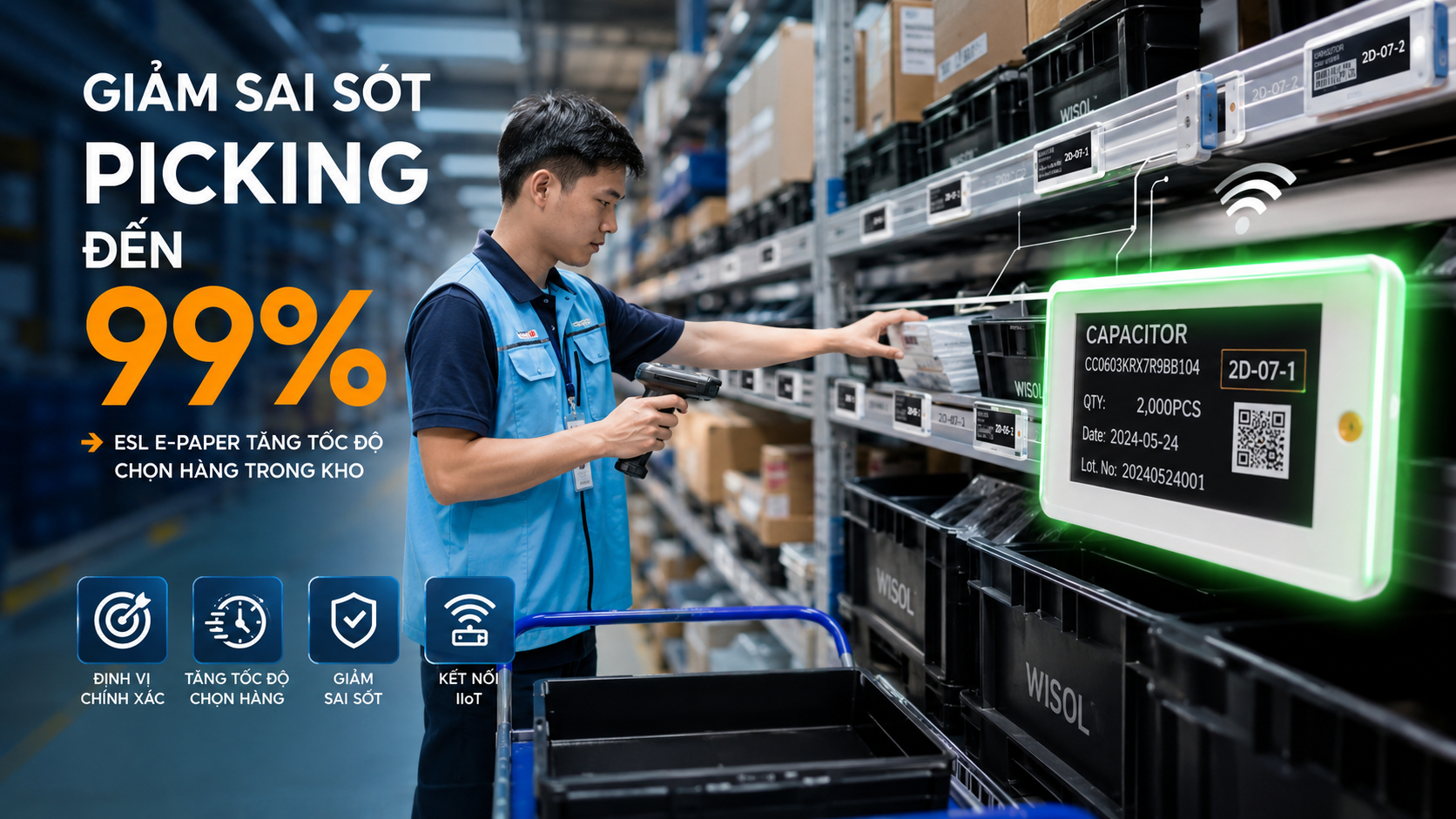 Triển khai hệ thống nhãn ESL E-Paper giảm sai sót và tăng tốc độ chọn hàng